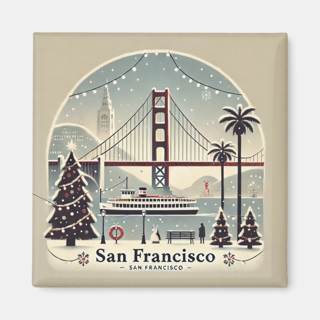 Aimant San Francisco Noël - Pont du Golden Gate (Devant)