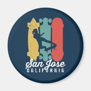 Aimant San Jose California Skater Girl Skateboard