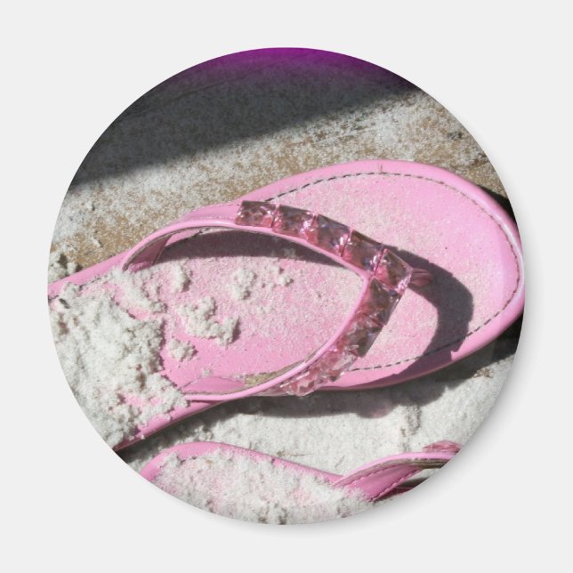 Aimant Sandales à tongs roses sur la plage de Floride (Devant)