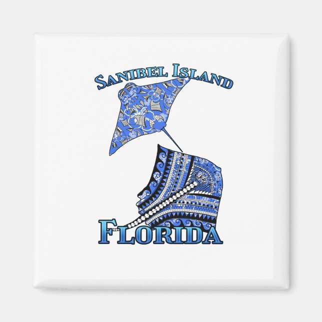 Aimant Sanibel Island Floride Vacances Tribal Stingray (Devant)