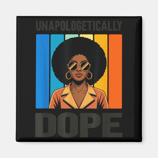Aimant Sans excuses Femme Afro Rétro Fierté Noire  (Devant)