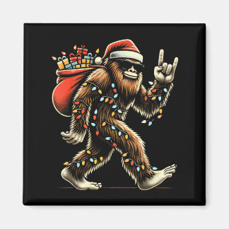 Aimant Santa Bigfoot Christmas Lights Funny Sasquatch