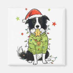 Aimant Santa Border Collie Noël Border Collie Chien Mo