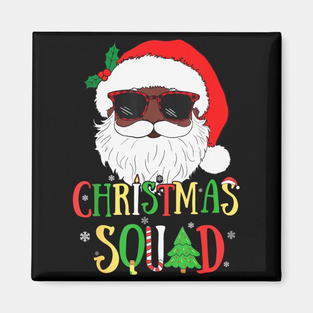 Aimant Santa Christmas Squad Black Men African American P (Devant)