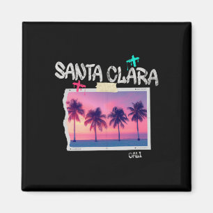Aimant Santa Clara Californie Rétro Surfeur Plage Vintage
