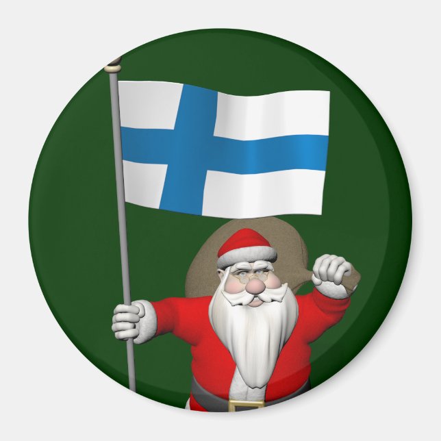 Aimant Santa Claus Avec L'Enseigne Finlande (Devant)