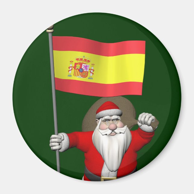 Aimant Santa Claus Avec L'Ensigne D'Espagne (Devant)