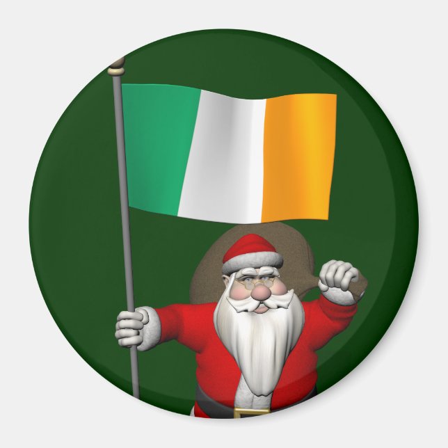 Aimant Santa Claus Avec L'Ensigne D'Irlande (Devant)