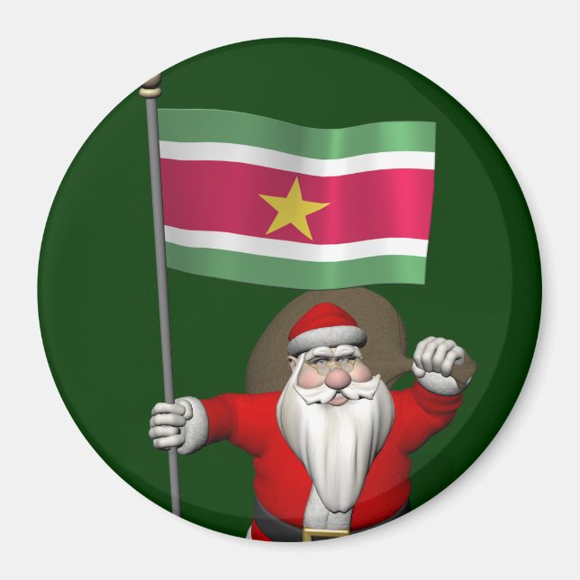 Aimant Santa Claus Avec L'Ensigne Du Surinam (Devant)