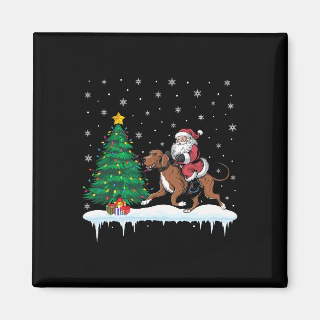 Aimant Santa Claus équitation Coonhound Chiens Garçons Fi (Devant)