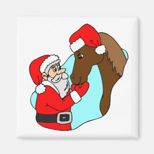 Aimant Santa Claus Horse Thème Equine Fête Noël