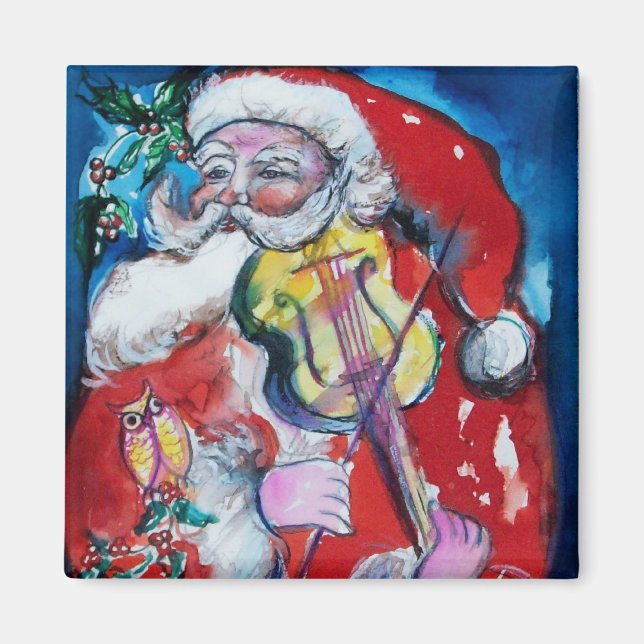 Aimant SANTA CLAUS JOUER VIOLIN Noël (Devant)