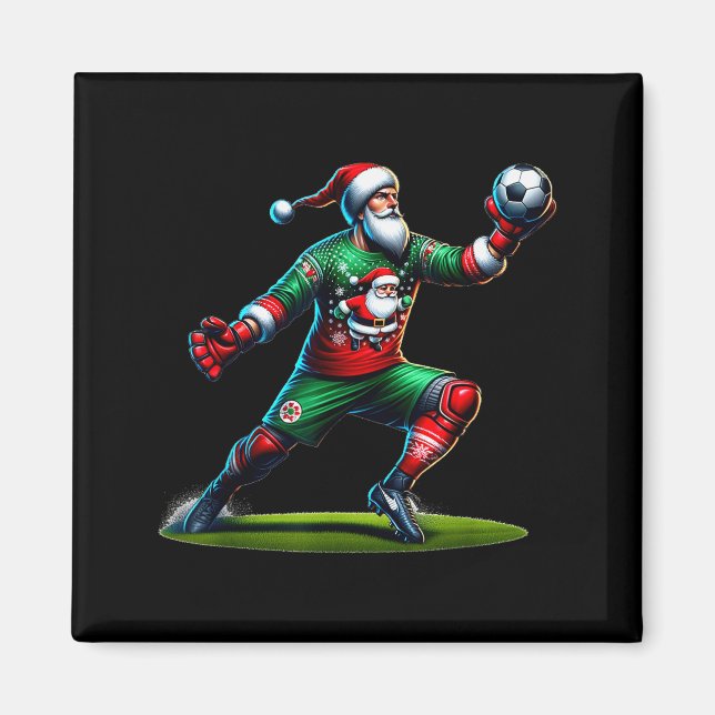 Aimant Santa Claus Soccer Goalie Christmas Xmas  (Devant)
