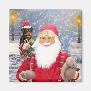 Aimant Santa Claus w Christmas Gifts Rottweiler Chien