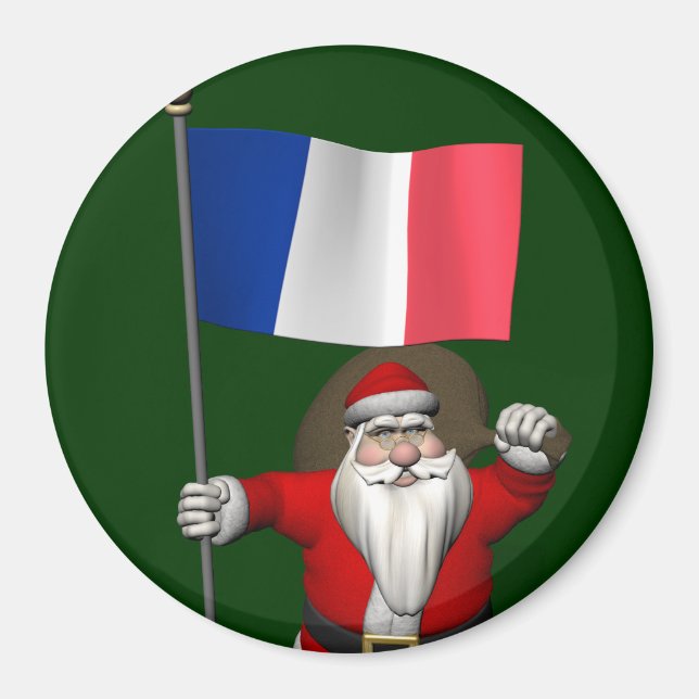 Aimant Santa Claus With Ensign Of France (Devant)