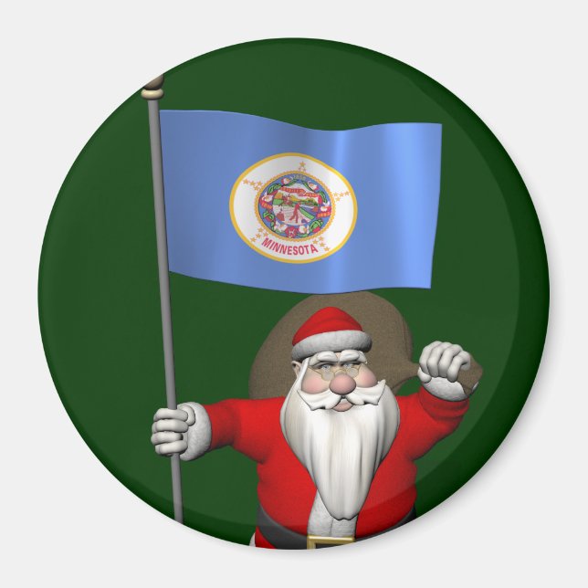 Aimant Santa Claus with Ensign of Minnesota (Devant)