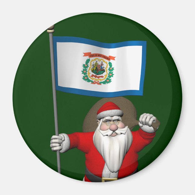 Aimant Santa Claus With Ensign Of West Virginia (Devant)