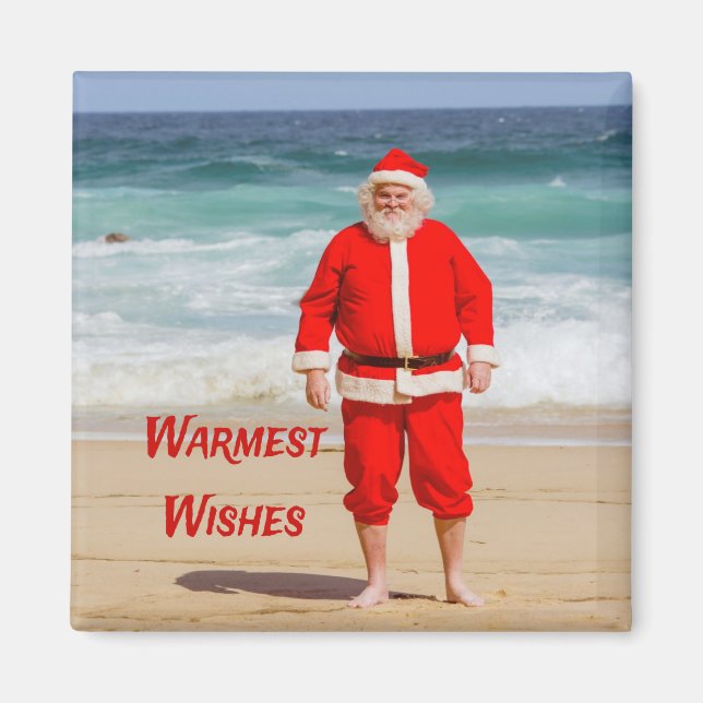 Aimant Santa Clause sur la plage les plus chauds souhaits (Devant)