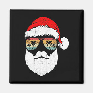 Aimant Santa Face Rétro Lunettes Hawaïen Noël Xmas T