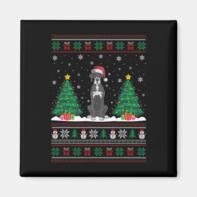 Aimant Santa Hat Great Dane Chien Noël Arbre Lumières Ugl (Devant)