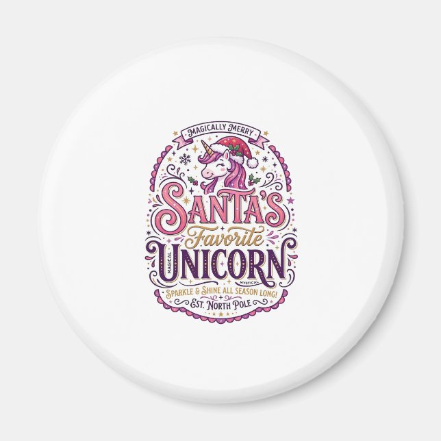 Aimant Santa Licorne Favorite de Santa Licorne (Devant)