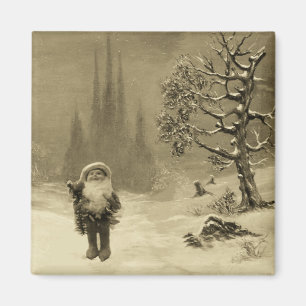 Aimant SANTA OF THE GNOMES Funny Christmas Sepia Brown
