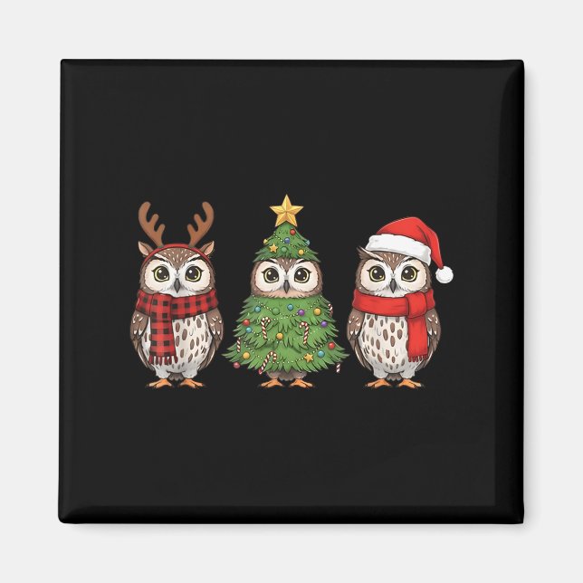 Aimant Santa Owl Christmas Tree Owl Lover Animal Xmas Paj (Devant)