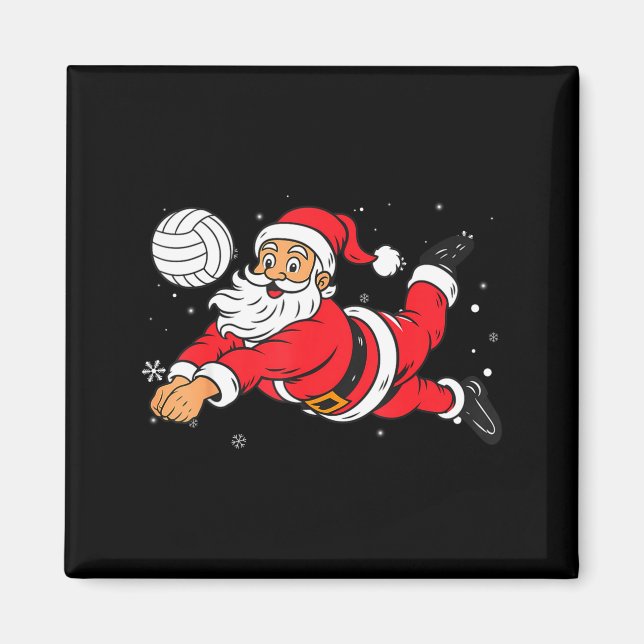 Aimant Santa Playing Volleyball Christmas Pajama Cool Srt (Devant)