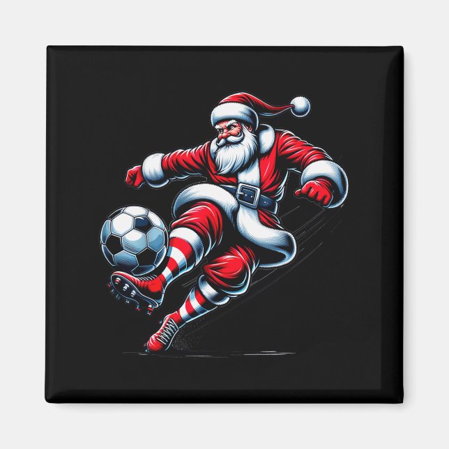 Aimant Santa Plays Soccer Christmas Srts Women Men Kids  (Devant)