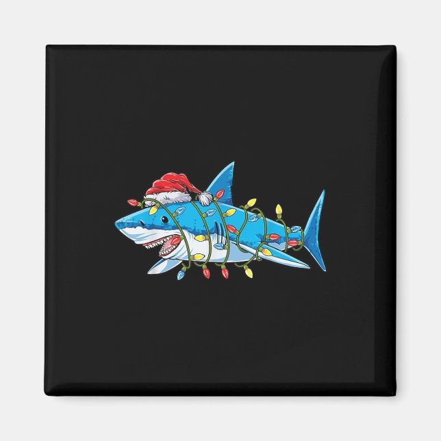 Aimant Santa Shark Christmas Lights Sharkma Tree Xmas Bo (Devant)