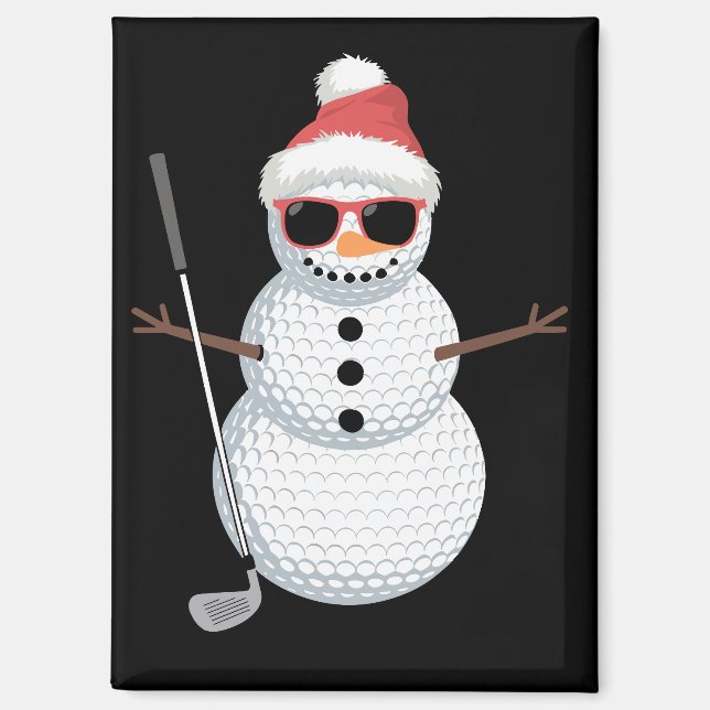 Aimant Santa Snowman Golf Ball Christmas Golfer Gift  (Recto)