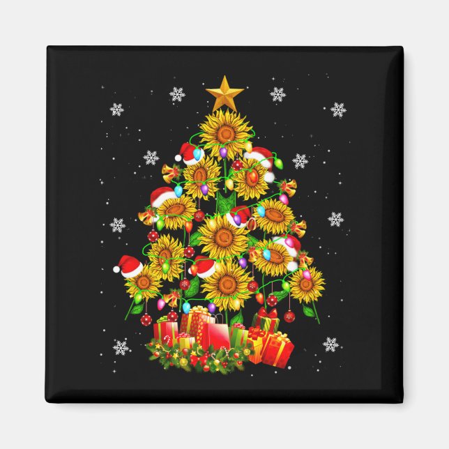 Aimant Santa Sunflower Christmas Tree Xmas Lights Santa S (Devant)