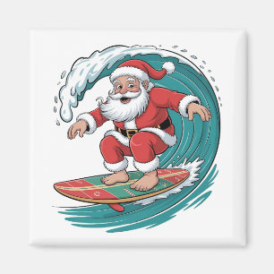 Aimant Santa Surfant Noël Surf X-mas Festif Vacances