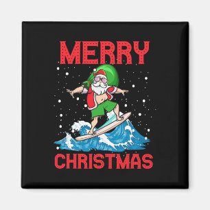 Aimant Santa surfant une vague énorme Enfants Jeunesse Su