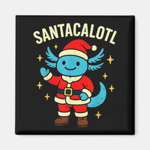 Aimant Santacalotl Père Noël Axolotl Bleu Mignon Nouvel A
