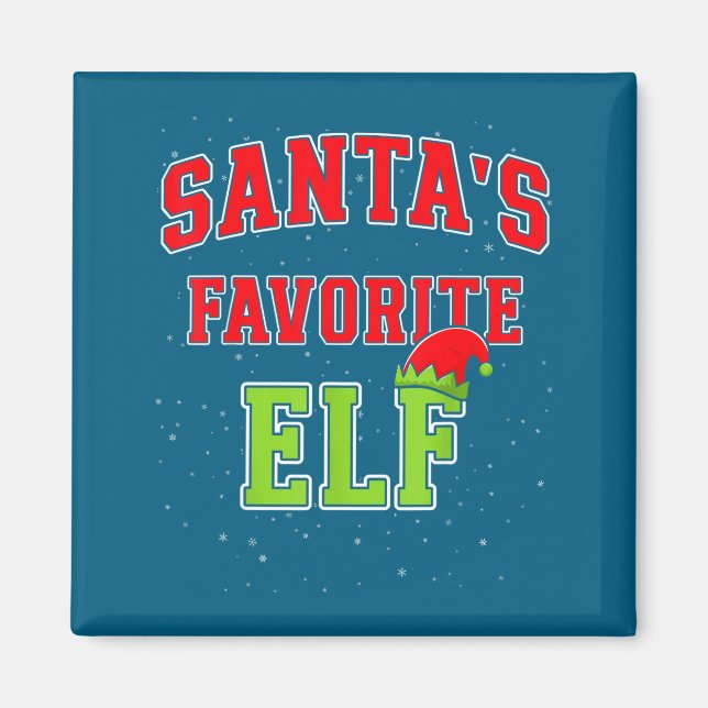 Aimant Santa's Favorite Elf Christmas Family Matching Gro (Devant)