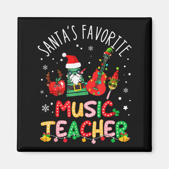 Aimant Santa's Favorite Music Teacher Christmas Santa Hat (Devant)