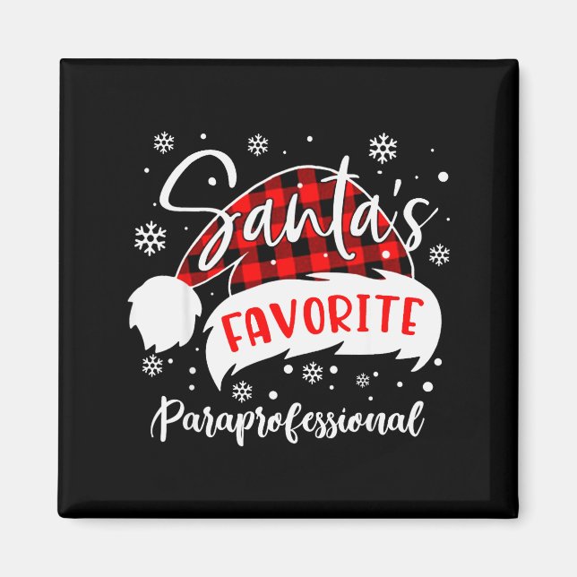 Aimant Santa's Favorite Paraprofessional Hat Flannel Chri (Devant)
