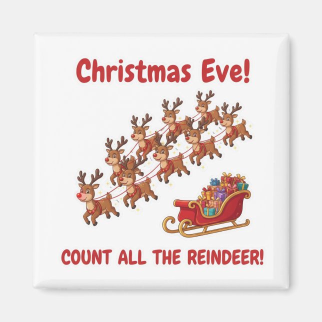 Aimant Santa's Team Reindeer Counting Game Christmas Eve  (Devant)