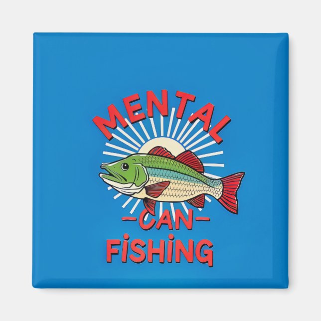 Aimant Santé mentale accrochée à la pêche (Devant)