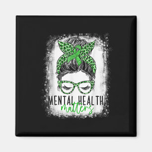 Aimant Santé mentale S Sensibilisation Messy Bun Green Le