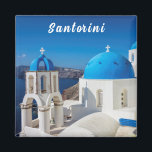 Aimant Santorin avec église bleue et blanche<br><div class="desc">Santorin,  Grèce avec église bleue et blanche</div>