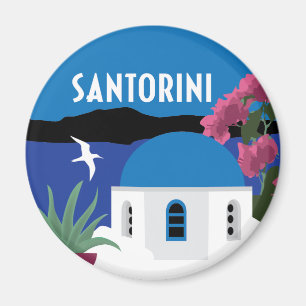 Aimant Santorini Greece vintage style illustration