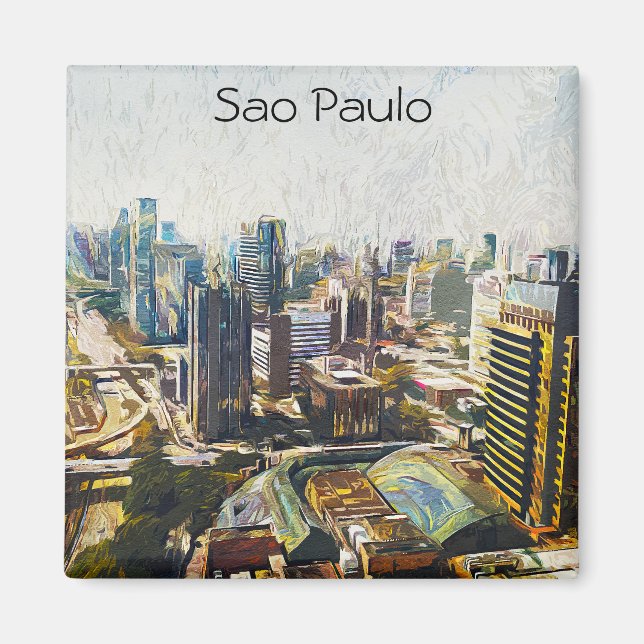 Aimant Sao Paulo Brésil Cityscape Peinture (Devant)