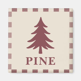 Aimant sapin de Noël en pin burgundy rustique