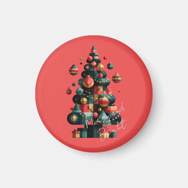 Aimant Sapin de Noël géométrique (Devant)