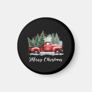 Aimant Sapin de Noël joyeux camion rouge