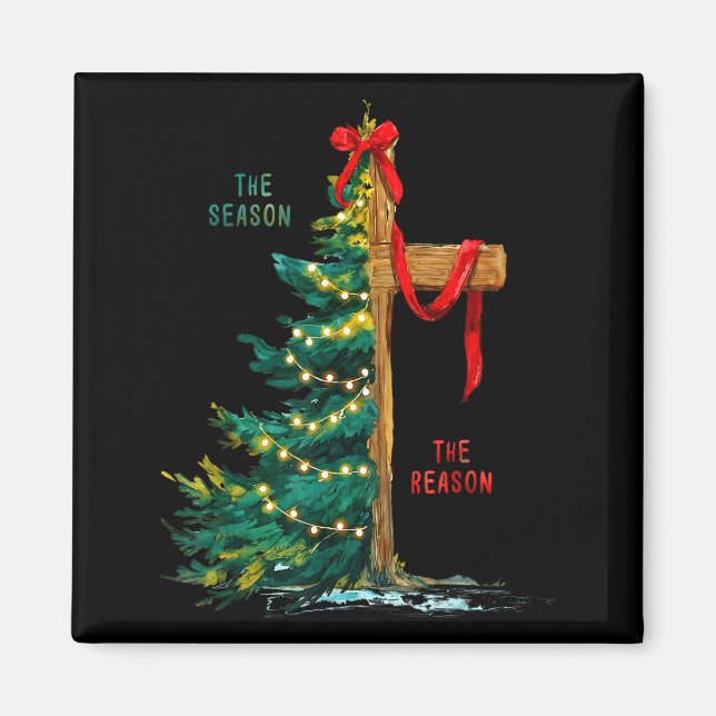Aimant Sapin de Noël La Saison Jésus Croix La Raison  (Devant)