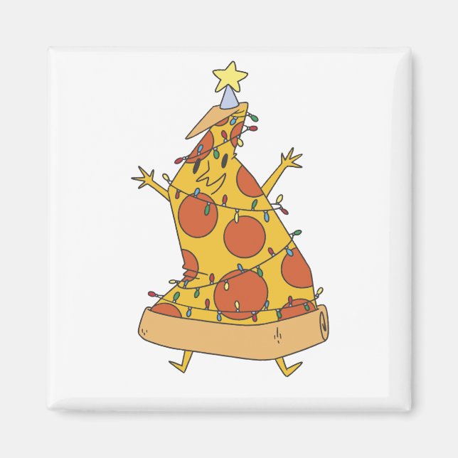 Aimant Sapin de Noël Pizza - Alimentation Xmas Drôle (Devant)