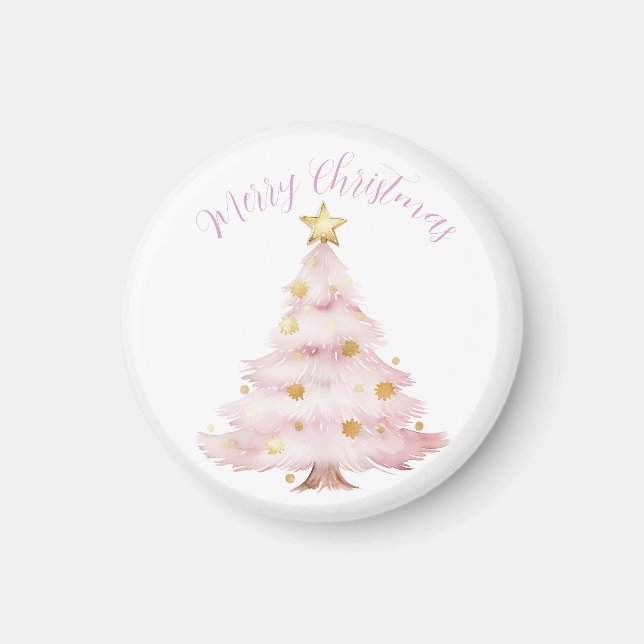 Aimant Sapin de Noël rose  (Devant)